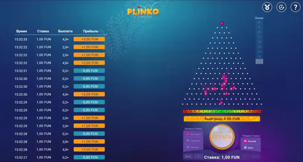Plino (Плинко) игра BGaming